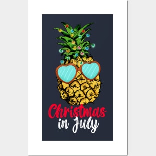 Christmas In July Pineapple Xmas Tree Summer Posters and Art